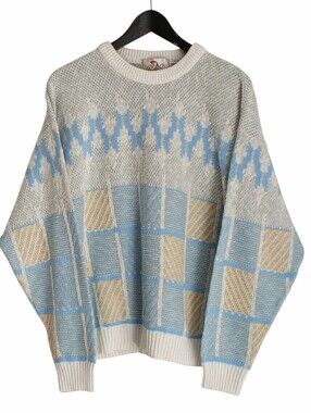 VTG 90s Arnold Palmer Geometric Knit Crewneck Sweater Mens 22"x24.5"